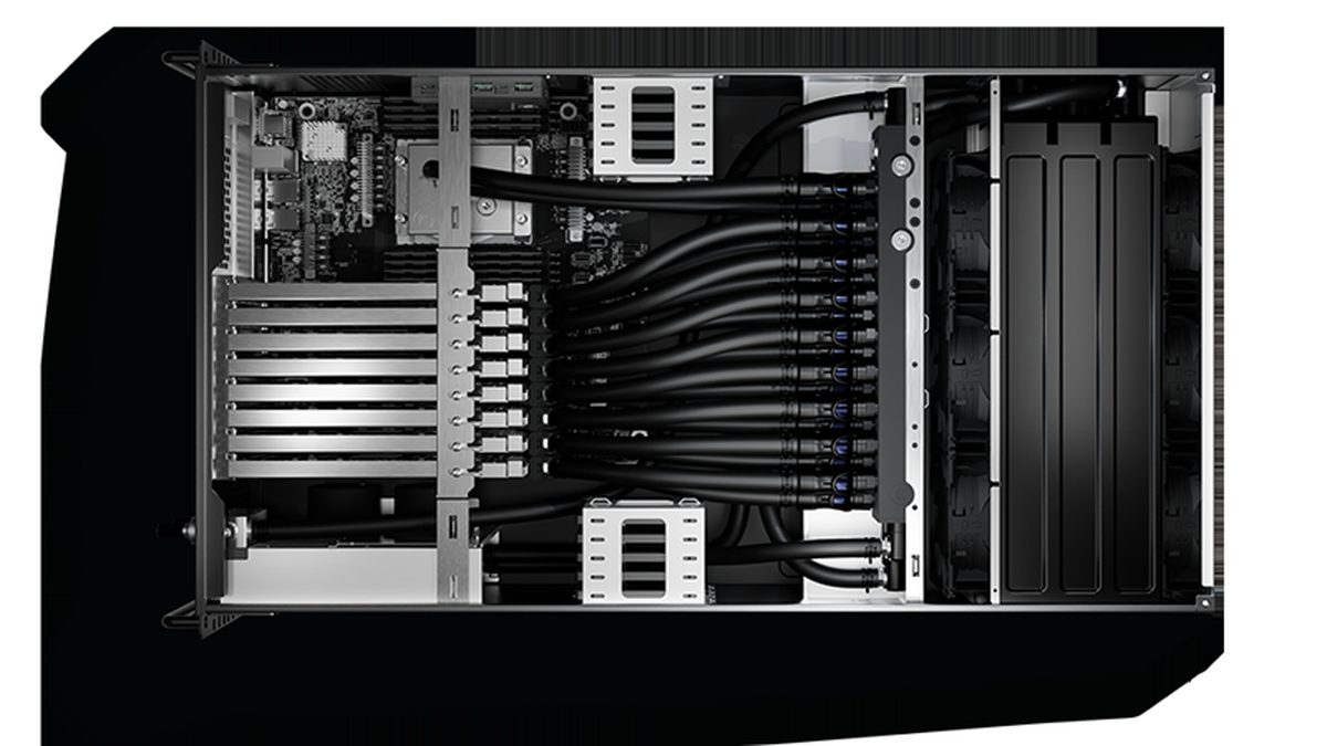 Внутренний контур жидкостного охлаждения LM TEK 4U8GPU10KW, вид сверху